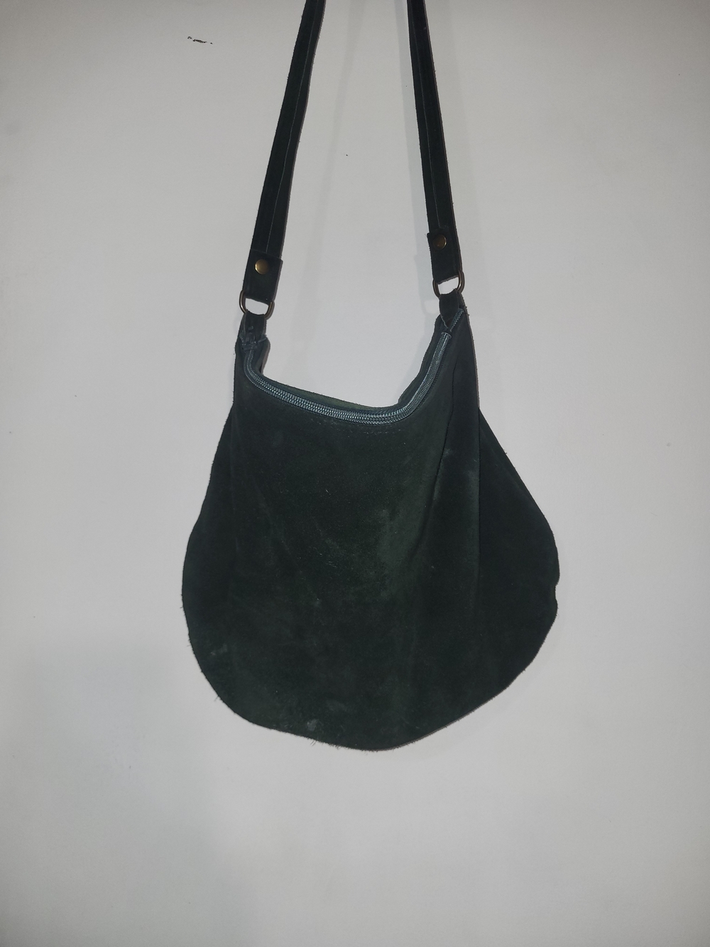 Genuine Italian Leather Boho Shoulder Bag - Forrest Green